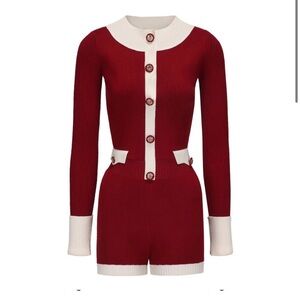 Nana Jacqueline red knit mini romper jumpsuit S